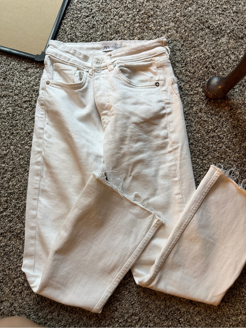 Zara white high waisted flare jeans size 4